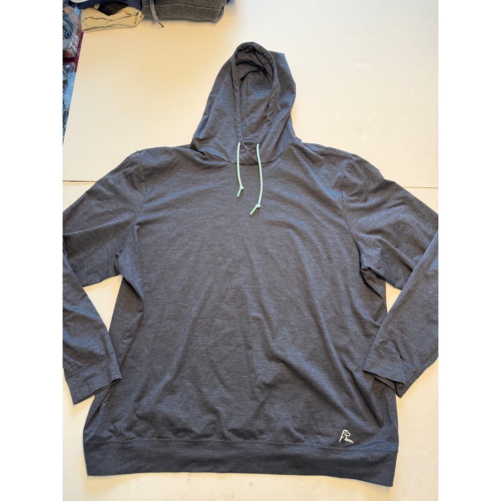 Rhoback Mens Activewear Hoodie Charcoal Gray Heather Mint Drawstring XXL